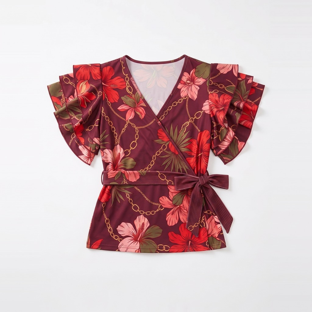 Ruffle-Sleeve Wrap Top 2