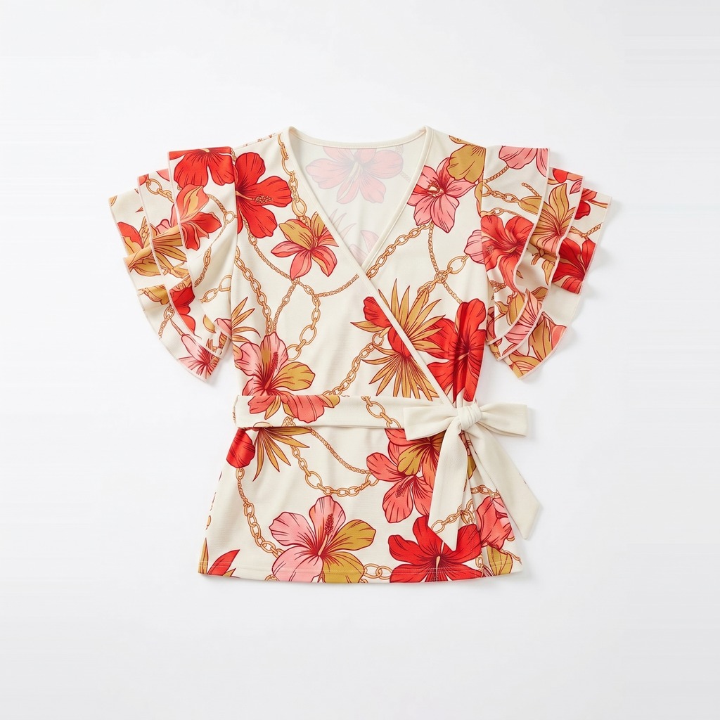 Ruffle-Sleeve Wrap Top 3